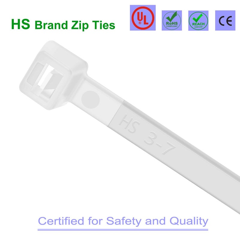 HS أحزمة ربط سحاب ثقيلة الوزن طويلة جداً HS (عبوة 50) سميكة 0.35 بوصة من البلاستيك لربط الأنابيب الثقيلة 200 رطل شفافة، بيضاء، أحزمة ربط كبيرة 36 بوصة للاستخدام في التكييف، السفر، التعبئة، السفن - Image 4